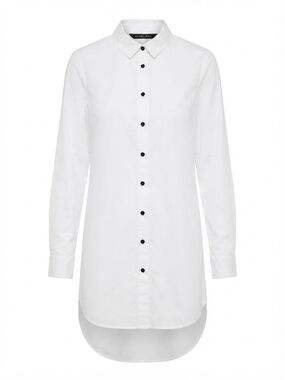 Rachel Zoe White Longline Shirt with Black Buttons
